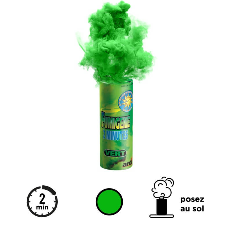 Gros pot fumigène 2 minutes vert 