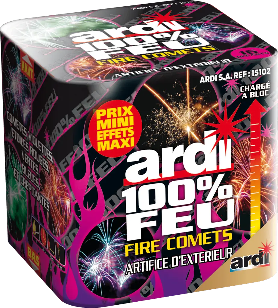 Feu d'Artifice Compact ARDI® 100% FEU - FIRE COMETS - 16 SHOTS - 30 secondes