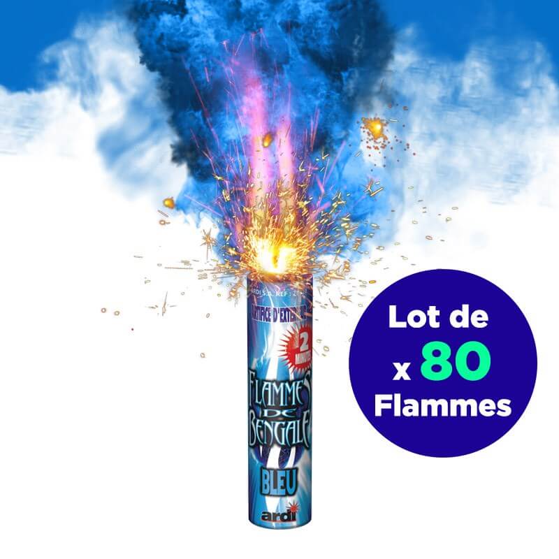 FLAMME DE BENGALE BLEU 120 SECONDES - LOT DE 80