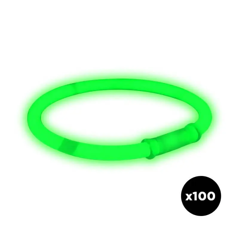 Bracelet Fluo Vert - Lot de 100