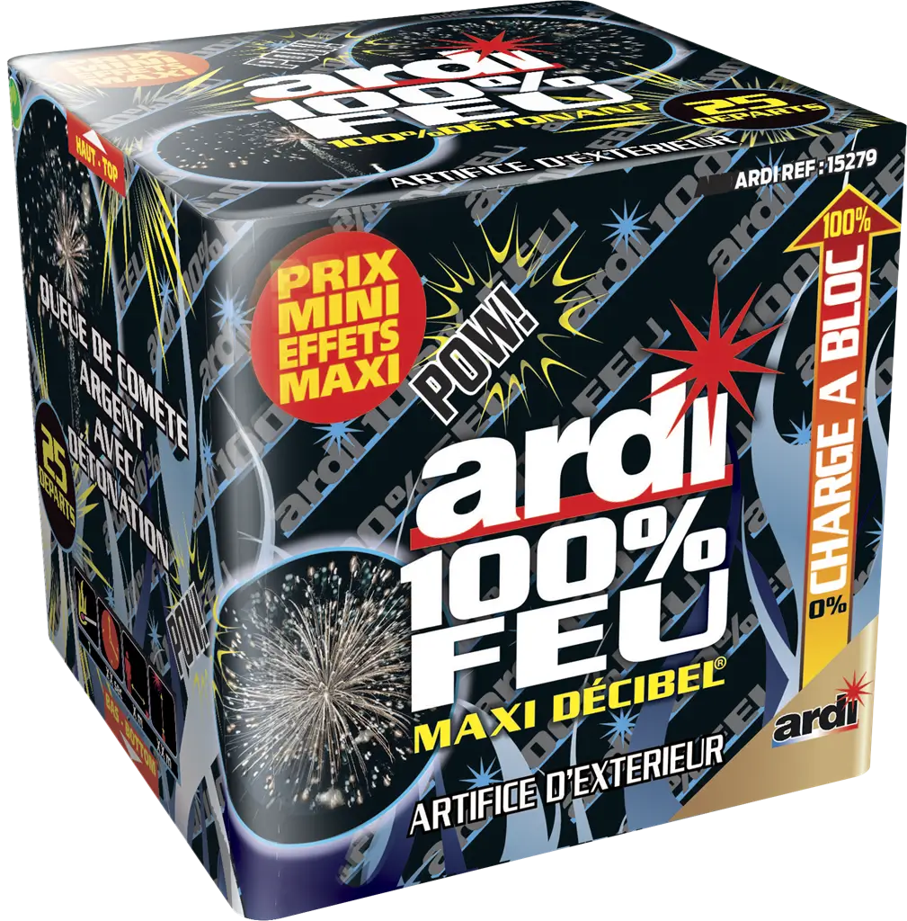 Feu d'Artifice Compact ARDI® 100% FEU - MAXI DÉCIBEL® - 25 SHOTS - 25 secondes