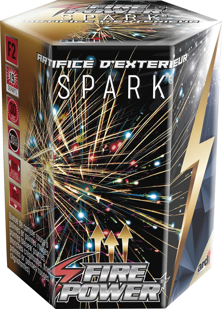 Feu d'Artifice Compact FIRE POWER® - SPARK® - 19 SHOTS - 30 secondes