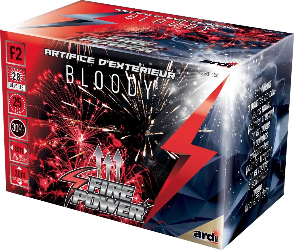 Feu d'Artifice Compact FIRE POWER® - BLOODY® - 28 SHOTS - 25 secondes