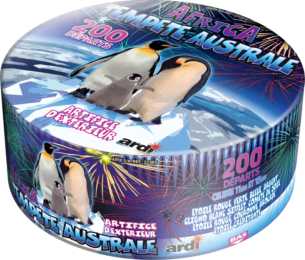 Feu d'Artifice Compact TEMPÊTE® AUSTRALE - 200 SHOTS - 50 secondes