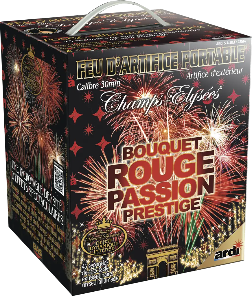 Feu d'Artifice PORTABLE® BOUQUET ROUGE PASSION PRESTIGE - 25 SHOTS - 45 secondes