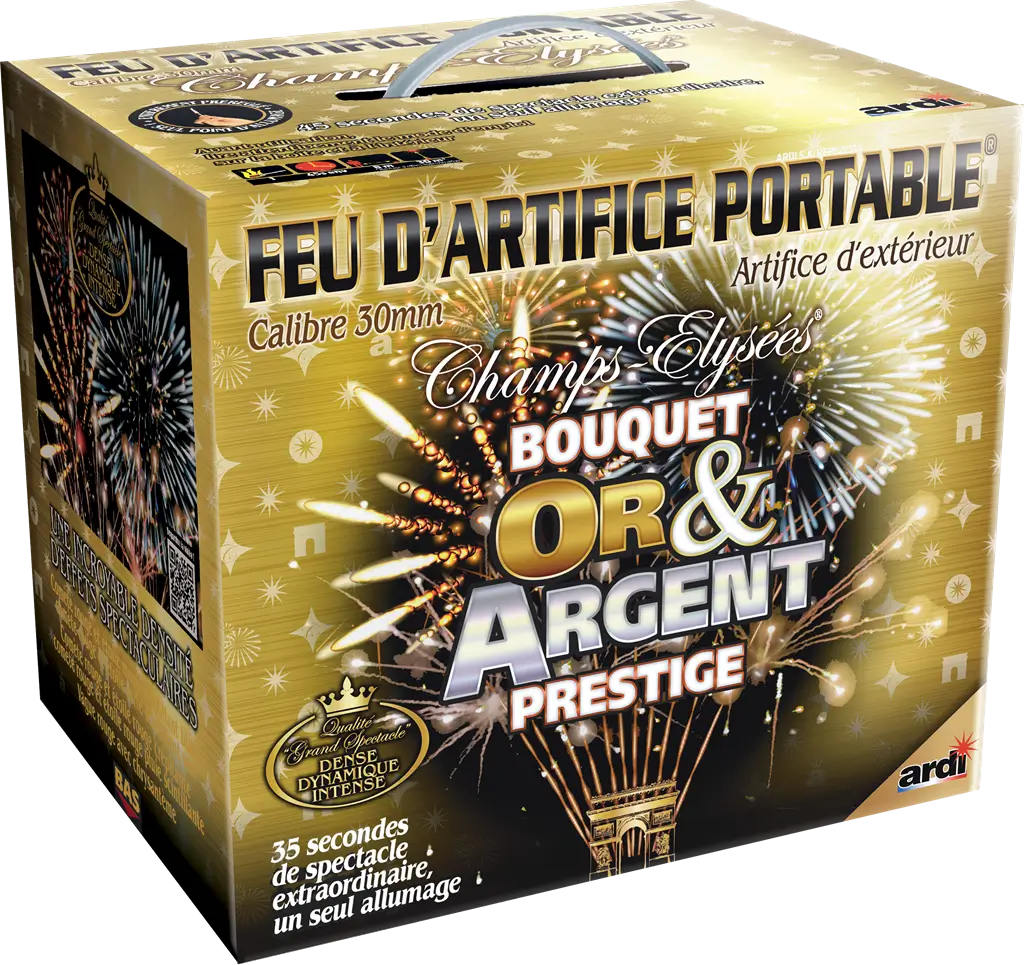 Feu d'Artifice PORTABLE® BOUQUET OR & ARGENT PRESTIGE - 48 SHOTS - 35 secondes