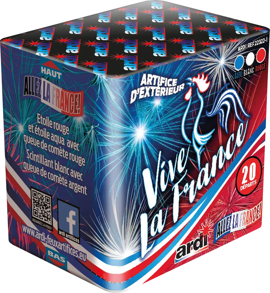 Feu d'Artifice Compact ALLEZ LA FRANCE !® - VIVE LA FRANCE ! - 20 SHOTS - 25 secondes