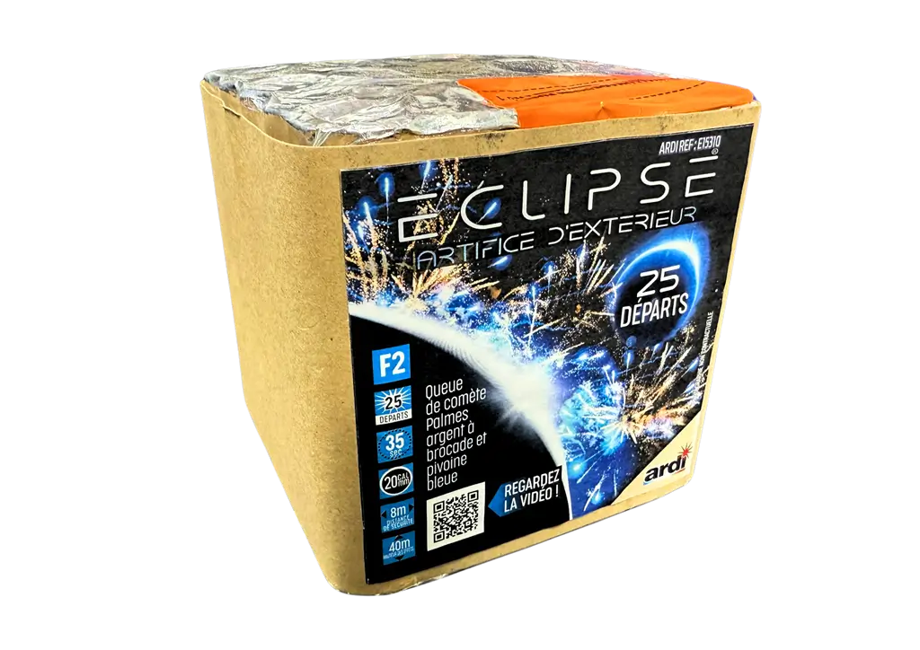Feu d'Artifice ECLIPSE 2025 Bleu & Argent 25 SHOTS - 35 secondes
