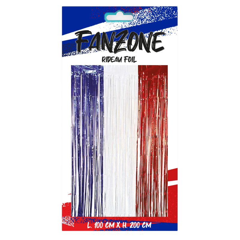 Rideau Foil Tricolore Bleu Blanc Rouge 200 x 100 cm – Décoration Supporters France