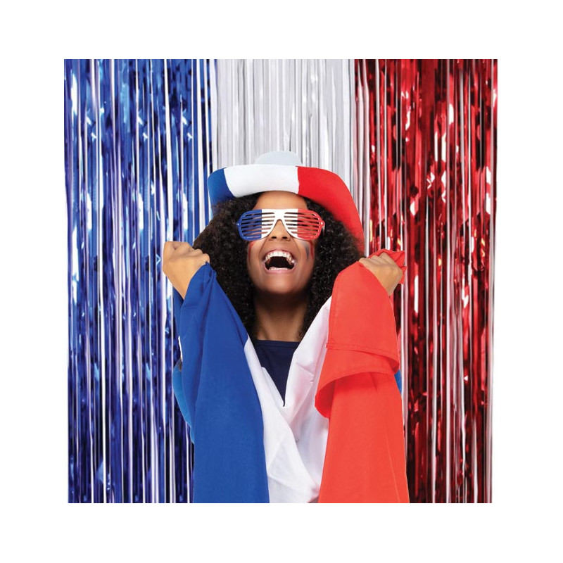 Rideau Foil Tricolore Bleu Blanc Rouge 200 x 100 cm – Décoration Supporters France