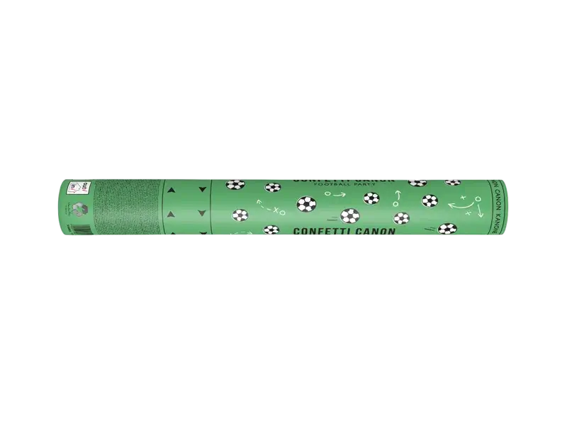 Canon à confettis ballons de football 40 cm – canon à confettis noir et blanc pour fête et événement sportif