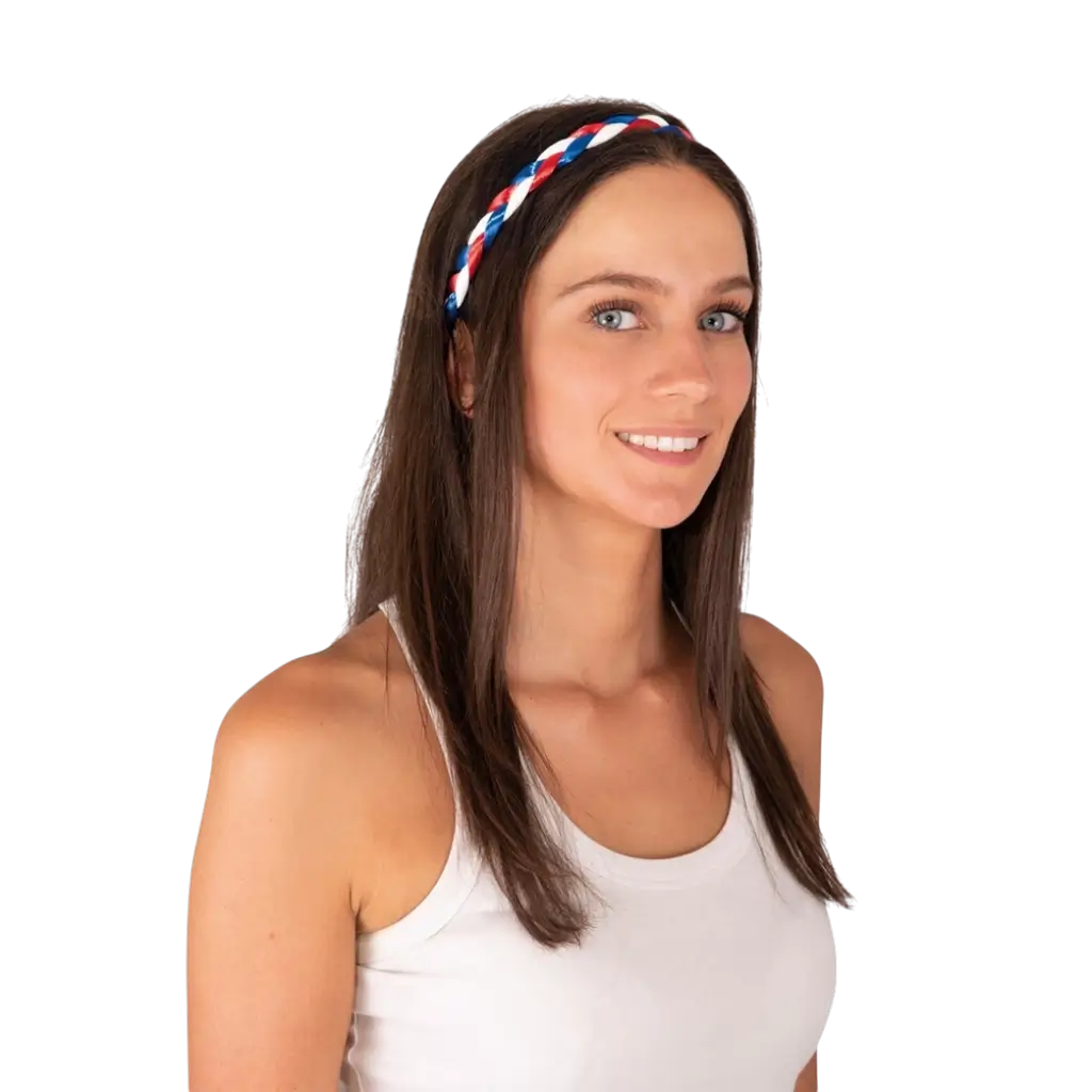 Serre-tête tressé - bleu, blanc, rouge - Supporter France