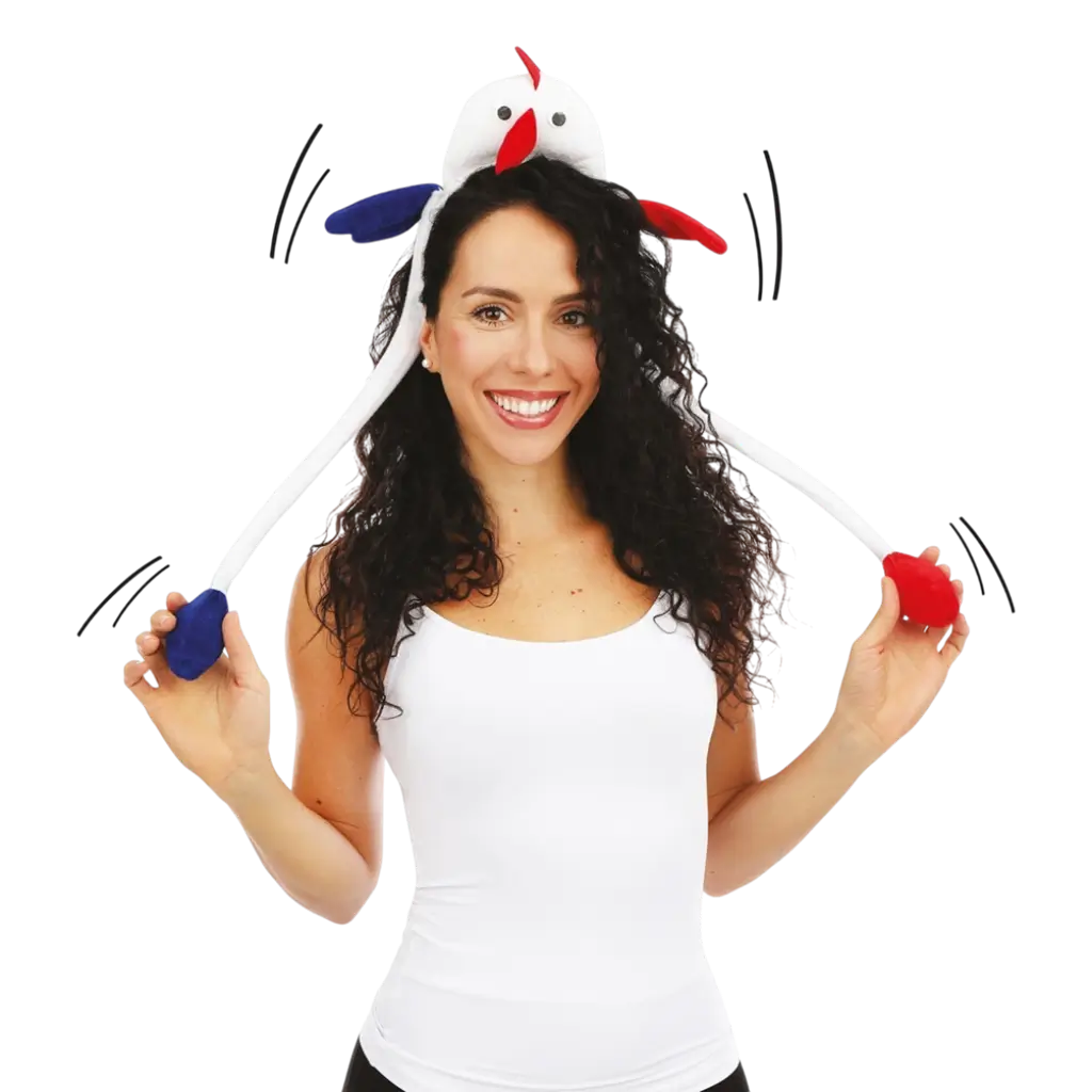 Serre-tête Coq Animé - bleu, blanc, rouge - Supporter France