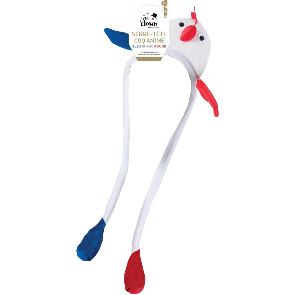 Serre-tête Coq Animé - bleu, blanc, rouge - Supporter France