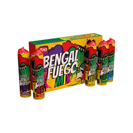 Boîte de 5 Flammes de Bengale Fuego Mix - Torche durée 60s