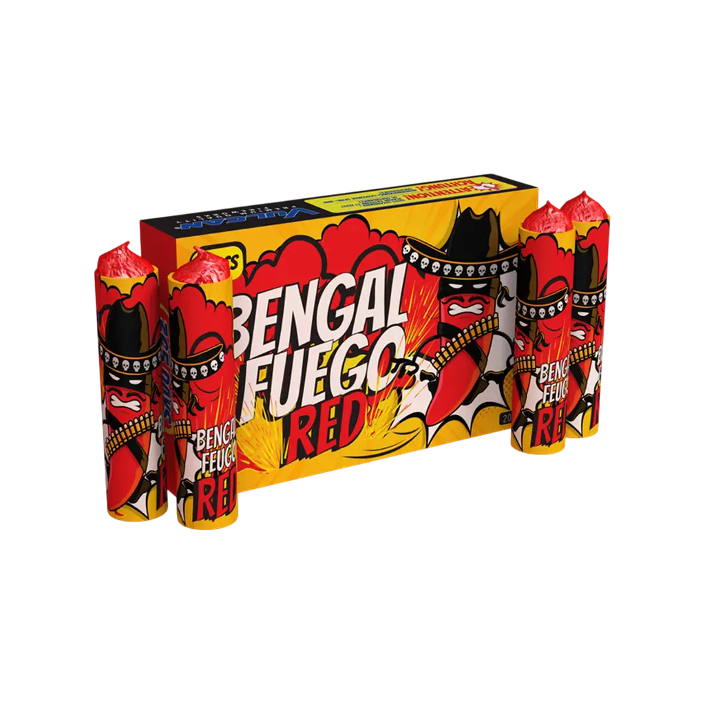 Boîte de 5 Flammes de Bengale Fuego Rouge - Torche durée 60s