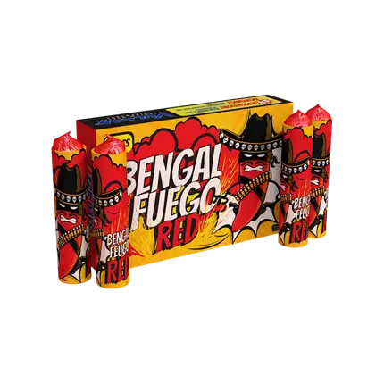Boîte de 5 Flammes de Bengale Fuego Rouge - Torche durée 60s